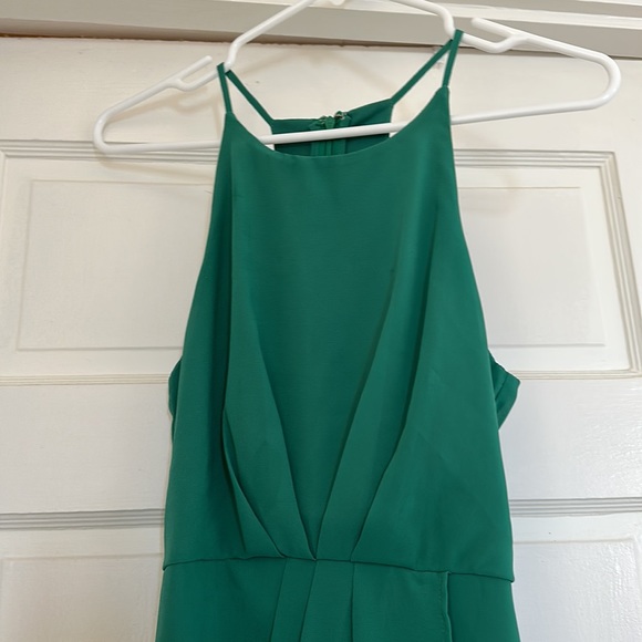 Emerald green chiffon halter dress - Picture 3 of 5